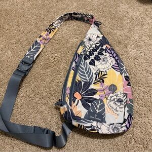 Vera Bradley Lighten Up Essential Sling Backpack Palm Floral Design NWOT